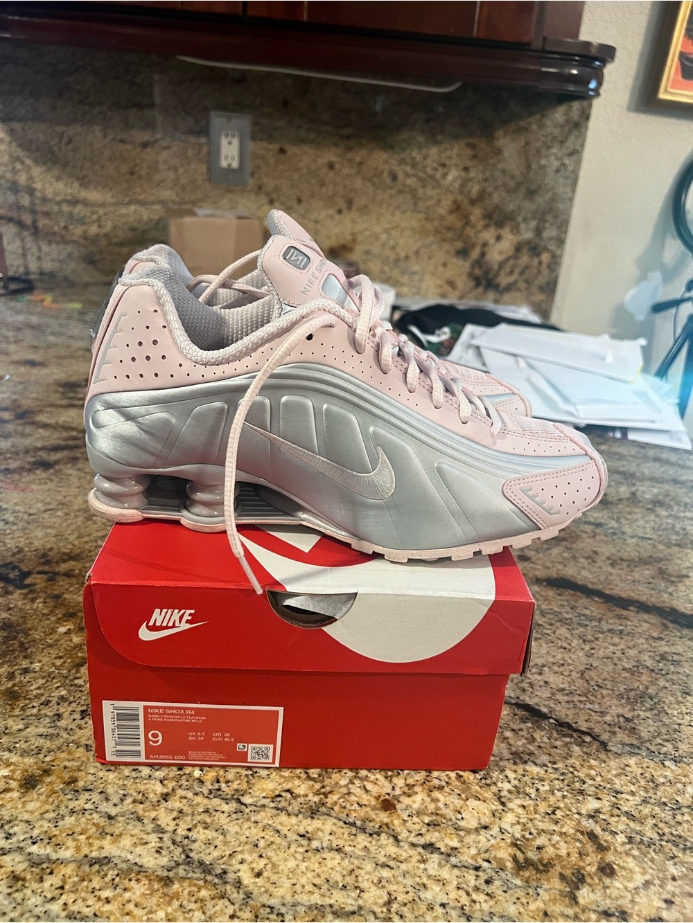 Nike Women's Pink and Silver Shox Athletic Sneakers